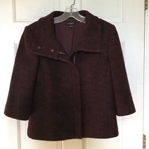 Ann Taylor Black and Maroon Swing Coat with Wide Collar